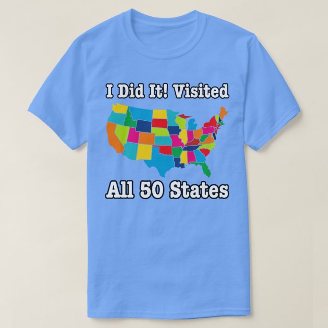Camiseta Visitou todos os 50 Estados EUA (Frente do Design)