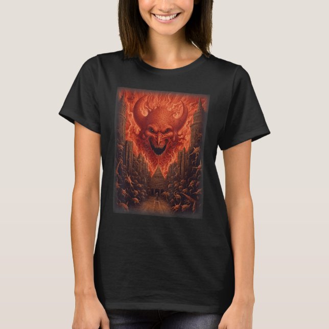 Camiseta Visões do Inferno Satanás Diabos Demônios Monstro  (Frente)