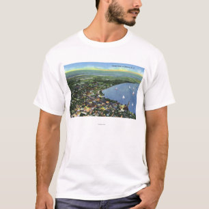 Camiseta Vista aérea da cidade, veleiros no lago