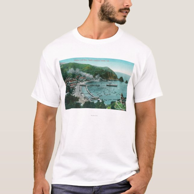 Camiseta Vista aérea de Avalon e de baía (Frente)