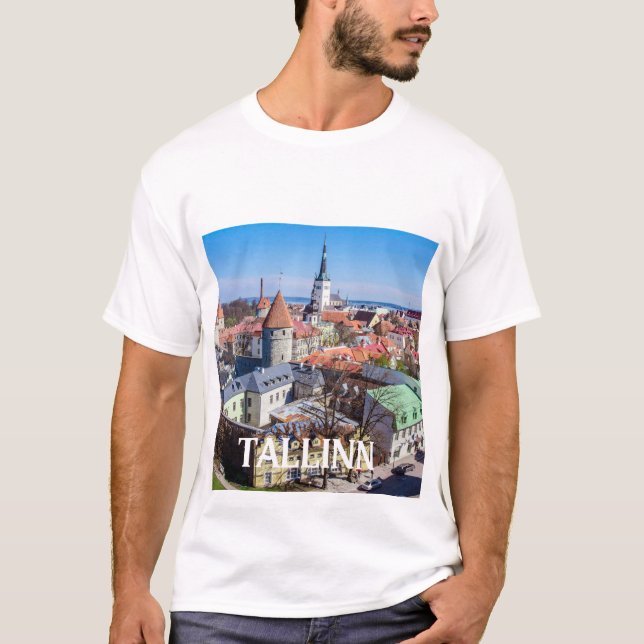 Camiseta Vista aérea de Tallinn centro na Estônia (Frente)