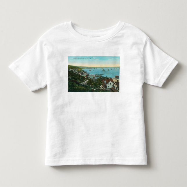 Camiseta Vista aérea do forte Rosecrans e da cidade (Frente)