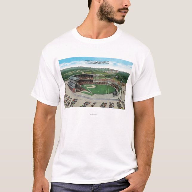 Camiseta Vista aérea do Milwaukee County Stadium novo (Frente)