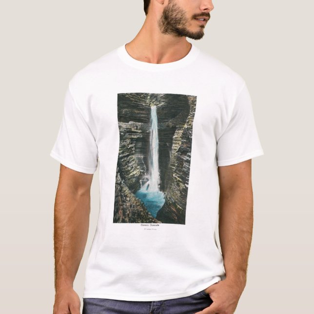 Camiseta Vista da cascata da caverna (Frente)