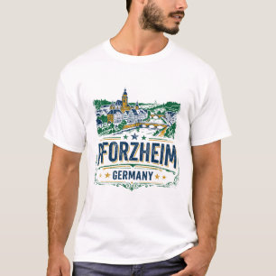 Camiseta Vista da paisagem urbana da cidade de Pforzheim na