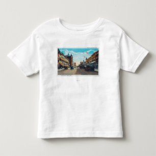 Camiseta Vista da rua principal com os carros de Ford do