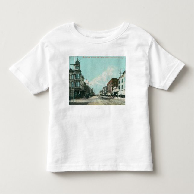 Camiseta Vista da torre elétrica da rua de Santa Clara (Frente)