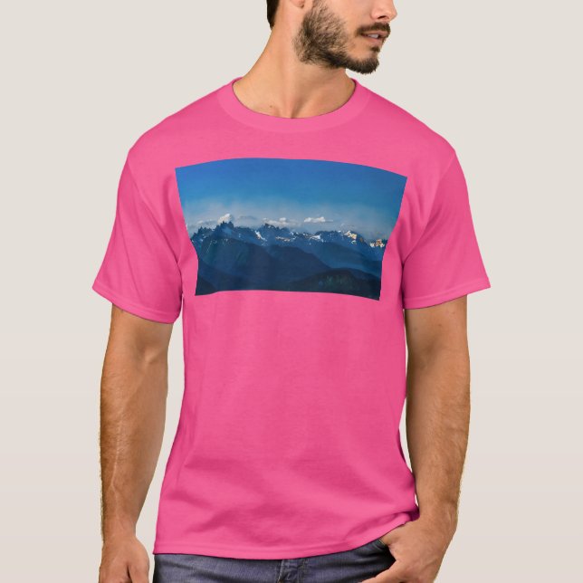 Camiseta Vista das Montanhas em Cascata (Pintura a Óleo) Lo (Frente)
