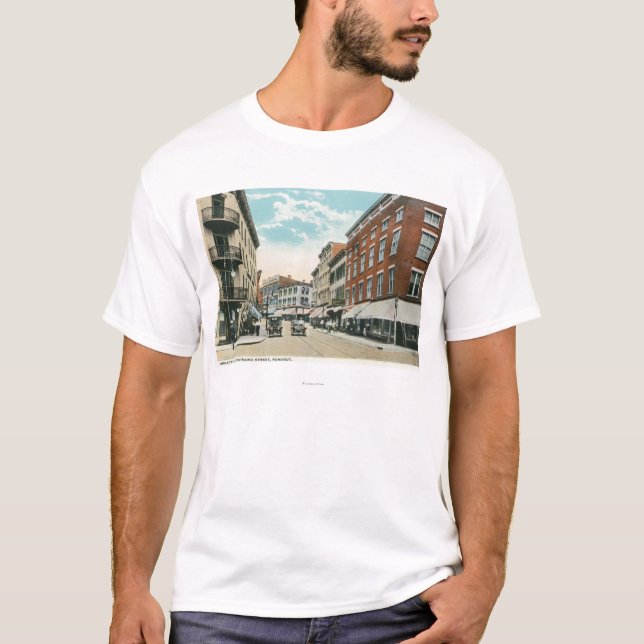 Camiseta Vista de Broadway e da rua de canto da costa (Frente)