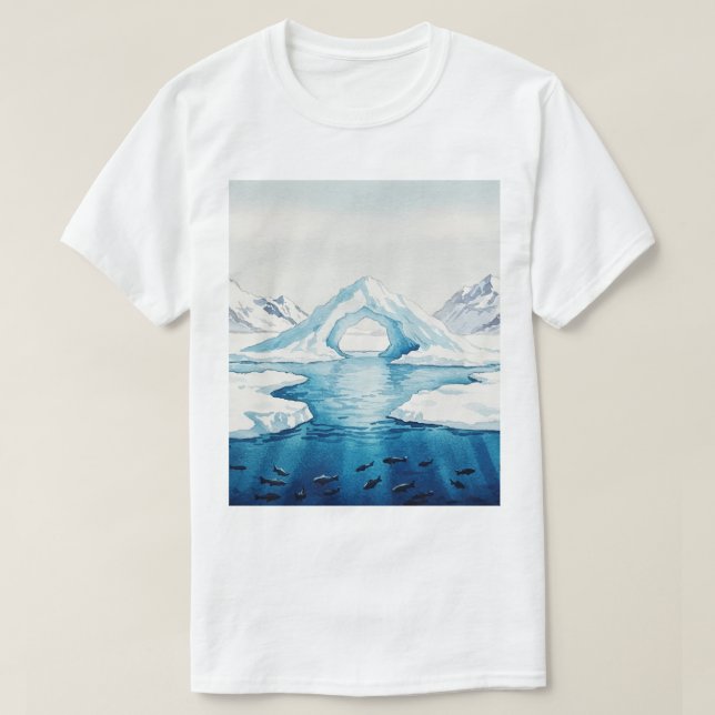 Camiseta Vista de icebergs (Frente do Design)