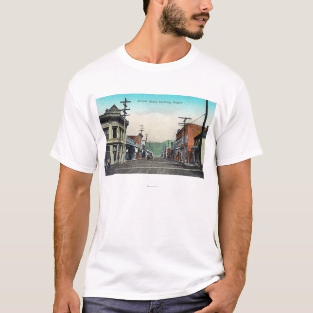 Camiseta Vista de Jackson StreetRoseburg, OU (Frente)