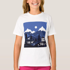 Camiseta Vista de montanha noturna