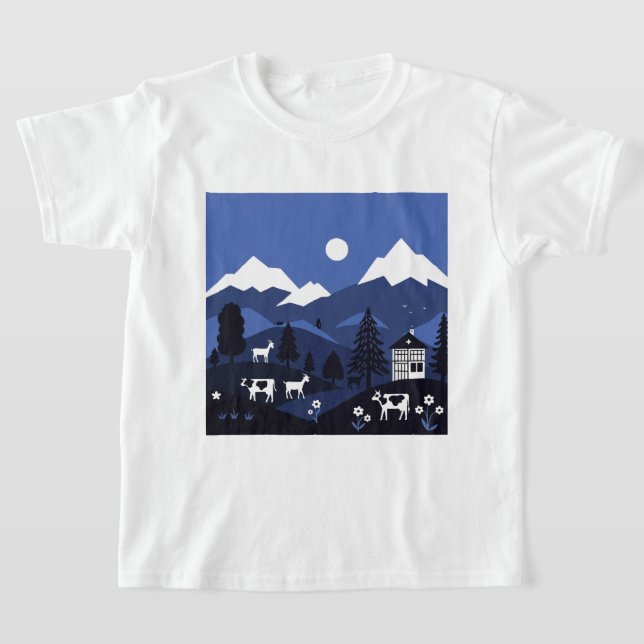 Camiseta Vista de montanha noturna (Postura )