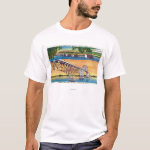 Camiseta Vista de pontes grandes do Norte e Sul da ilha