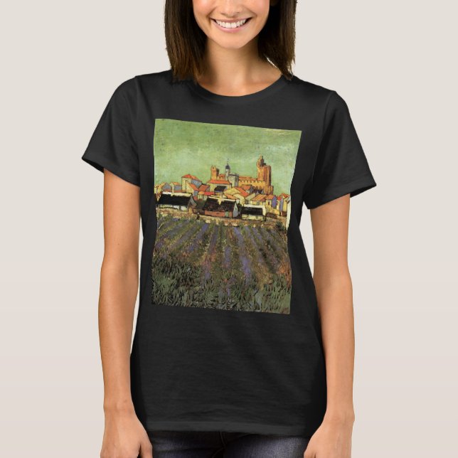 Camiseta Vista de Saintes Maries por Vincent van Gogh (Frente)
