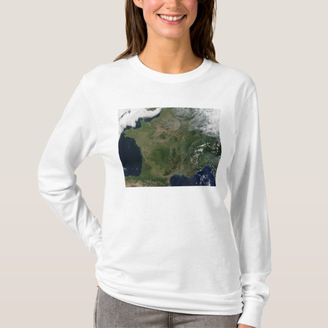 Camiseta Vista de satélite da França (Frente)