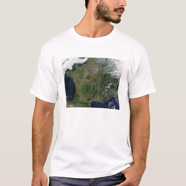 Camiseta Vista de satélite da França (Frente)