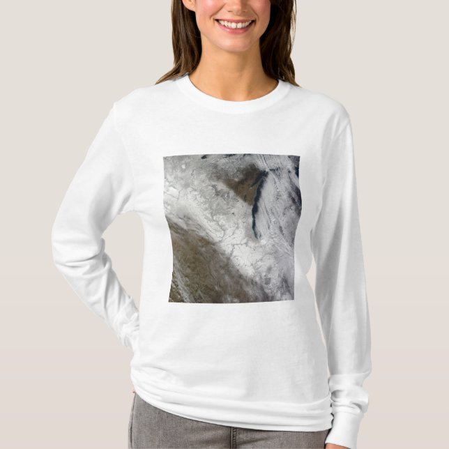 Camiseta Vista de satélite da neve e do frio (Frente)