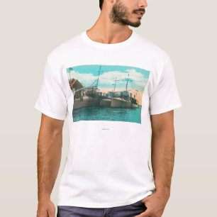 Camiseta Vista de três contratorpedeiros do barco de