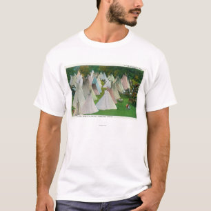Camiseta Vista de uma vila e de um Pendleton indianos