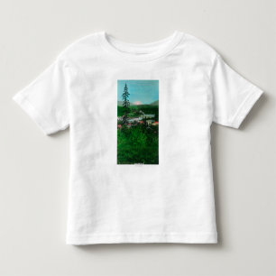 Camiseta Vista distante do pico e da cidade da geleira