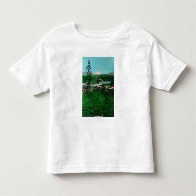 Camiseta Vista distante do pico e da cidade da geleira (Frente)