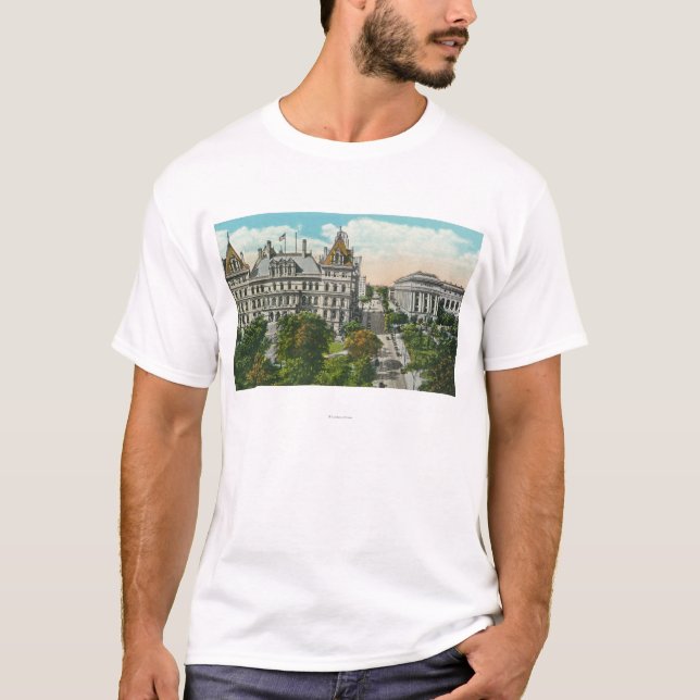 Camiseta Vista do Capitólio do estado & educacional (Frente)