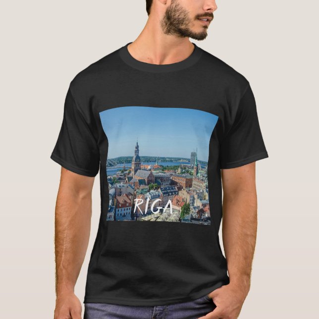 Camiseta Vista do centro da cidade de Riga a partir de cima (Frente)