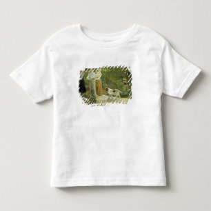 Camiseta Vista do jardim do artista com suas filhas