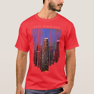 Camiseta Vista do Skyscraper do Centro Noturno de Los Angel