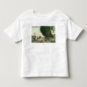 Camiseta Vista do sul da rua castanha-aloirada