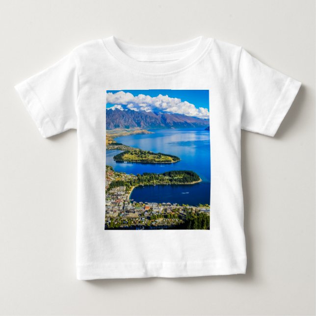Camiseta Vista em Queenstown do Pico de Bob, Nova Zelândia (Frente)