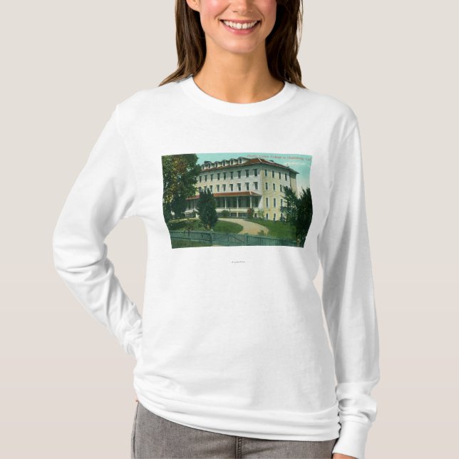 Camiseta Vista exterior da faculdade pacífica da união (Frente)
