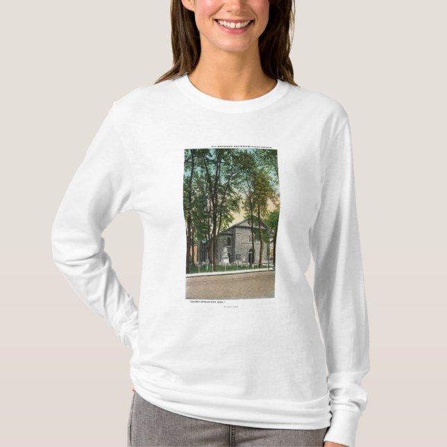 Camiseta Vista exterior da igreja do Dutch do protestante (Frente)