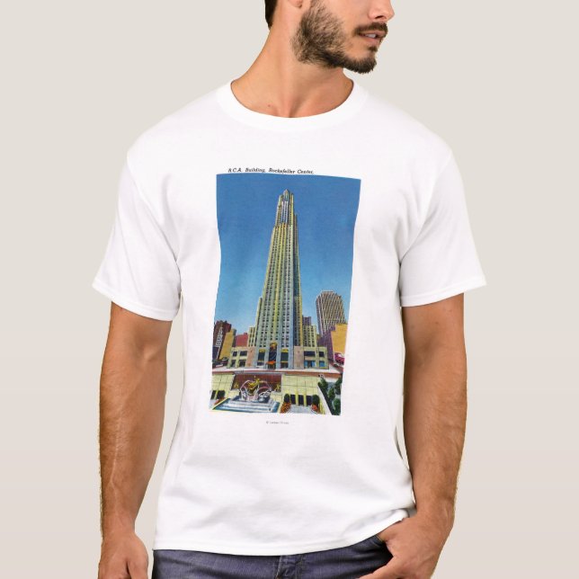 Camiseta Vista exterior de RCA Bldg, centro de Rockefeller (Frente)