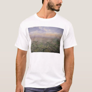 Camiseta Vista geral de Paris de um balão de ar quente