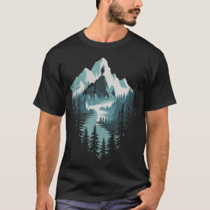 Camiseta Vista Majestosa da Montanha com Pôr do Sol para En