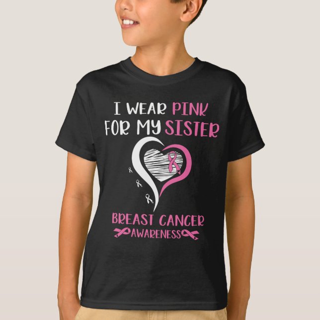 Camiseta Vista o guerreiro do Cancer da mama da irmã de fit (Frente)