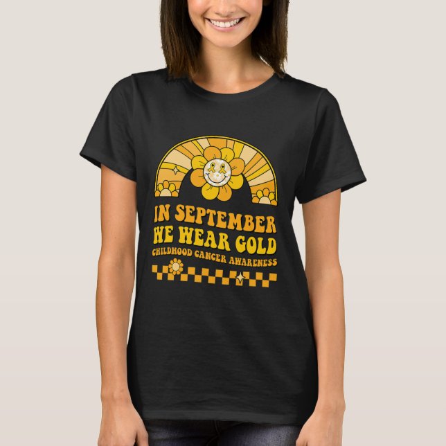 Camiseta Vista o guerreiro Dourado da consciência do Cancer (Frente)