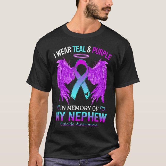 Camiseta Vista O Roxo Teal Em Memória Do Suicídio Do Sobrin (Frente)