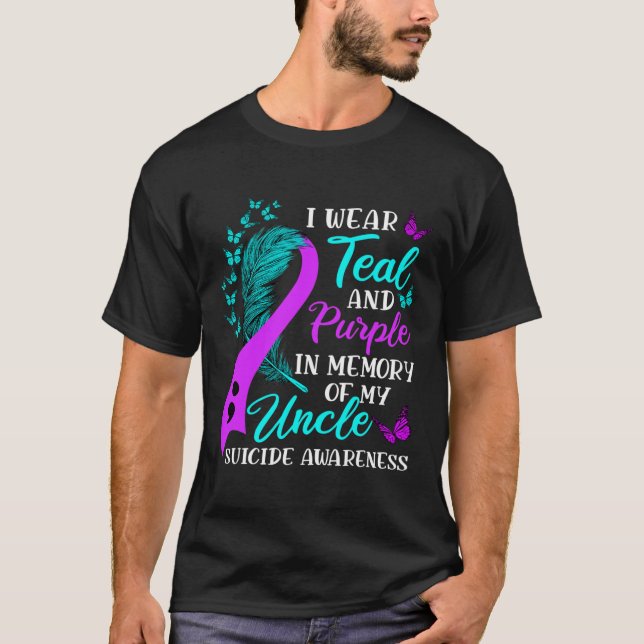 Camiseta Vista Roxo Teal Em Memória Do Meu Tio Suicídio Awa (Frente)