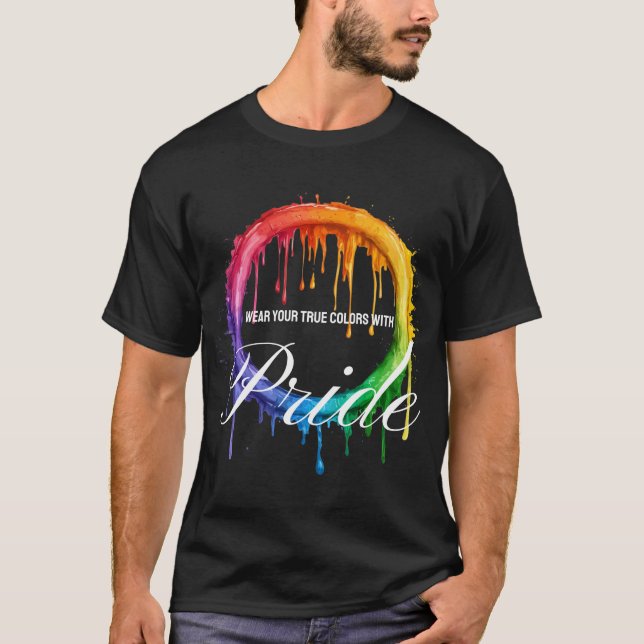Camiseta Vista suas verdadeiras cores com orgulho - arco-ír (Frente)