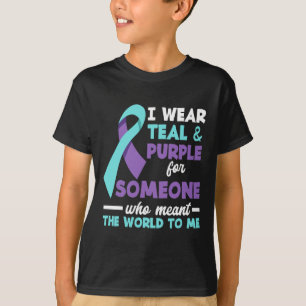 Camiseta Vista Teal E Roxo Para Alguém Que Eu Amo Suicídio 