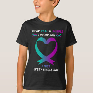 Camiseta Vista Teal E Roxo Para Meu Filho Eu Sinto Falta De