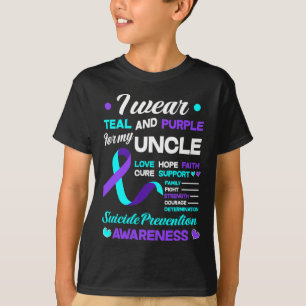 Camiseta Vista Teal E Roxo Para Meu Tio Suicídio Preventi