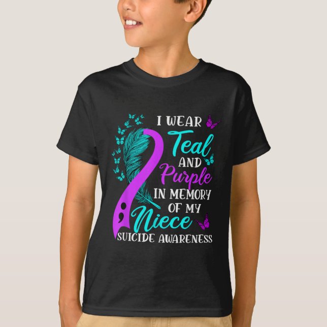 Camiseta Vista Teal Purple Em Memória Do Meu Soberano Suicí (Frente)