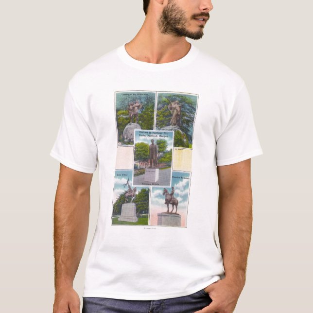 Camiseta Vistas das estátuas em parques da cidade de (Frente)
