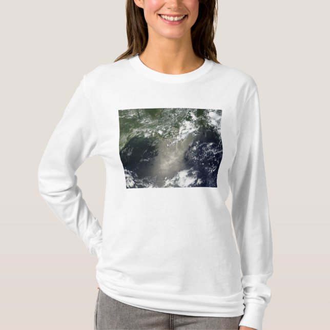 Camiseta Vistas por satélite de listras e fitas de óleo (Frente)