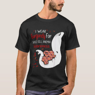 Camiseta Visto Burgundy Para A Consciência Da Anemia Célula