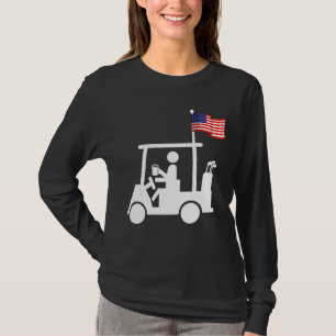 Camiseta Visto de Golfe Patriótico EUA Forte Carrinho de Go